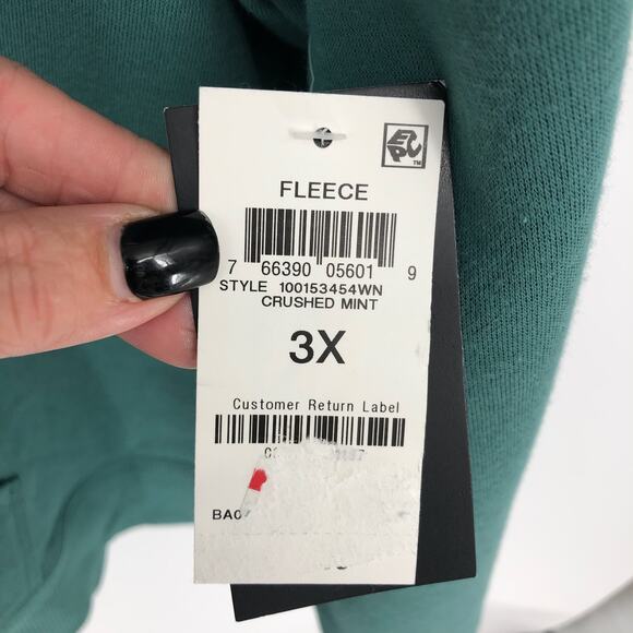 ID IDEOLOGY Women's Hoodie 3X Green Fleece Pullover Sweatshirt Pockets NWT - Picture 11 of 11
